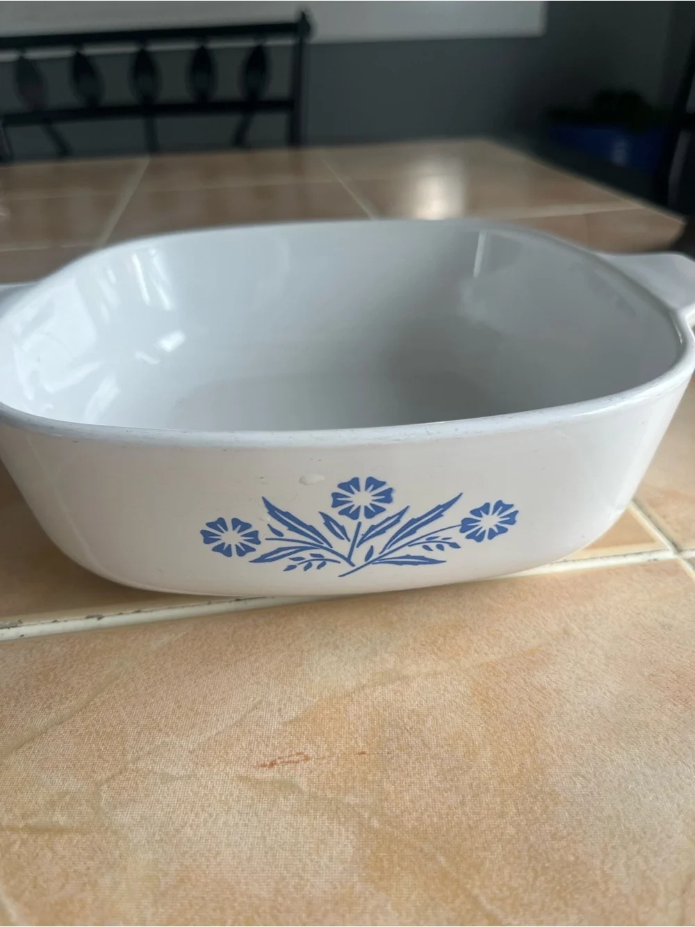 Vintage Corningware white Ceramic Floral-Accent Baking Dish - Blue Floral